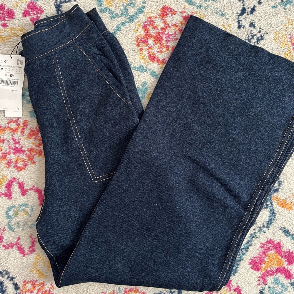 Zara faux denim knit pants